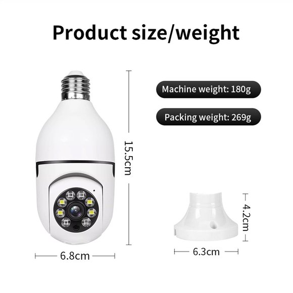 NWT GLORYSUNSHINE WIFI PANORAMA HD SMART LIGHT BULB CAMERA-355°Pan 90°TILT - Picture 7 of 10